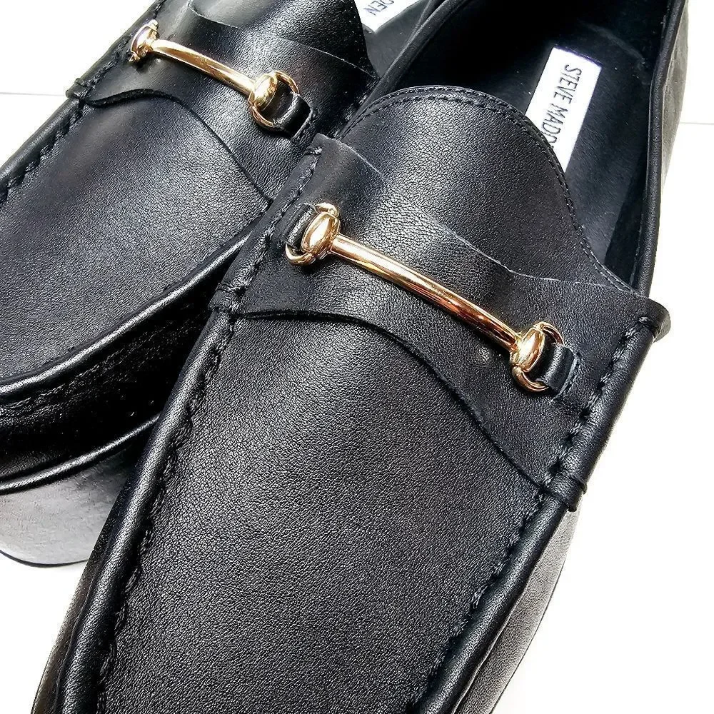NEW Steve Madden Leather Bit Buckle Extreme Platform Wedge Loafer Size 9